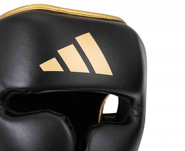 Шлем боксерский AdiStar Pro Head Gear черно-золотой фото 7