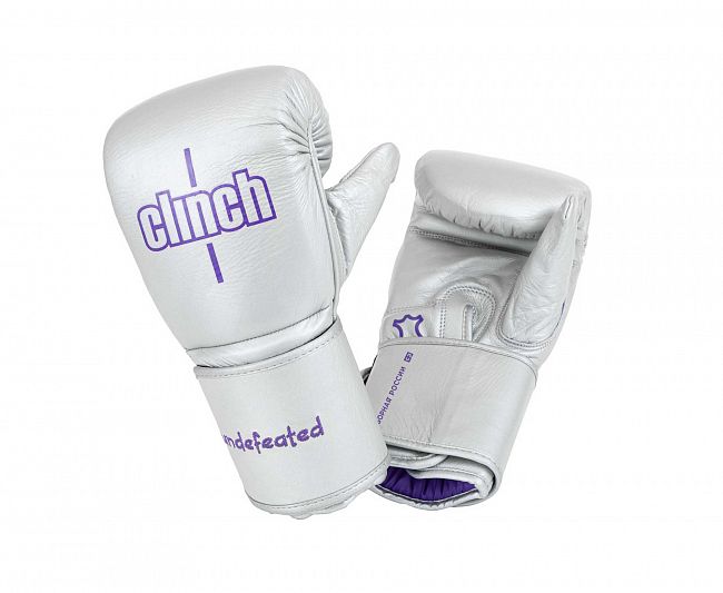 Перчатки снарядные Clinch Bag Mitts Undefeated Russian Team серебристые фото 4