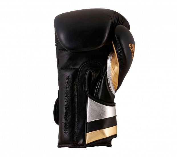Перчатки боксерские AdiSpeed черно-золото-серебристые фото 3