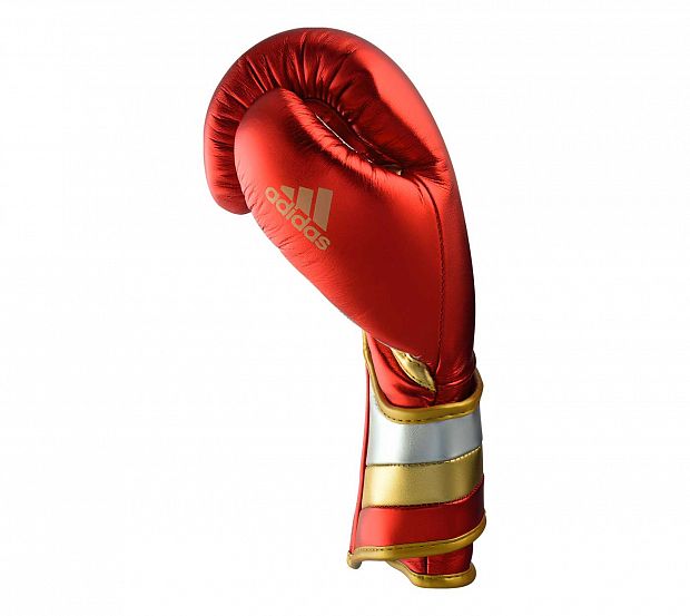 Перчатки боксерские AdiSpeed Metallic красно-золото-серебристые фото 7