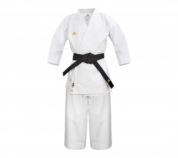 Кимоно для карате Taikyoku Hybrid Cut WKF белое с золотым логотипом фото 3