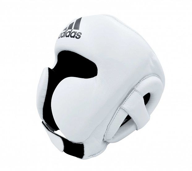 Шлем боксерский AdiStar Pro Headgear бело-черный фото 4