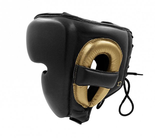 Шлем боксерский AdiStar Pro Headgear черно-золотой фото 7