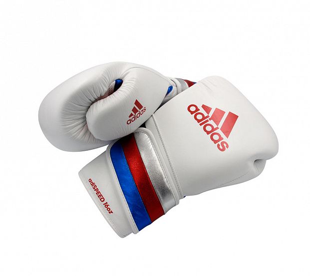 Перчатки боксерские AdiSpeed бело-сине-красные фото 23