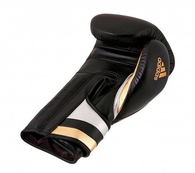 Перчатки боксерские AdiSpeed черно-золото-серебристые фото 5