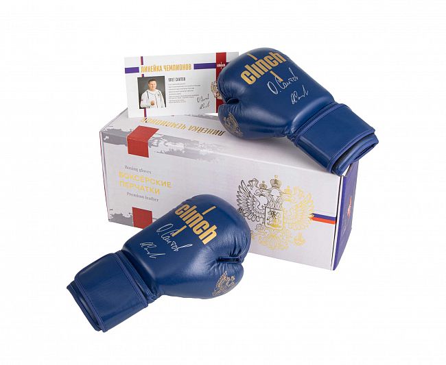 Перчатки боксерские Clinch Olimp Premium Олег Саитов синие фото 12