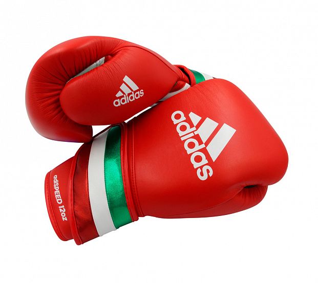 Перчатки боксерские AdiSpeed красно-бело-зеленые фото 12