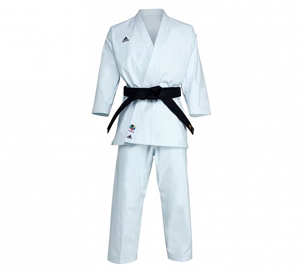 Кимоно для карате Shori Karate Uniform Kata WKF белое с черным логотипом фото 2