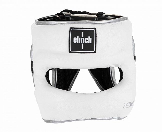 Шлем для единоборств с бампером Clinch Face Guard бело-серебристый фото 2