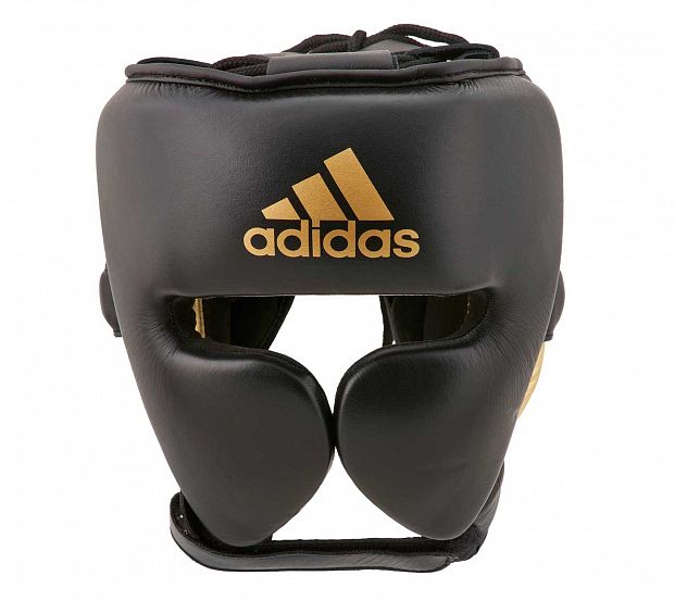 Шлем боксерский AdiStar Pro Headgear черно-золотой фото 2