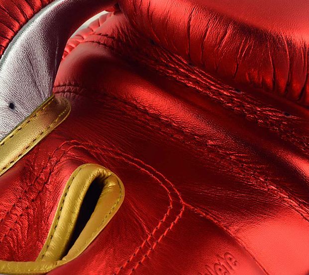 Перчатки боксерские AdiSpeed Metallic красно-золото-серебристые фото 16