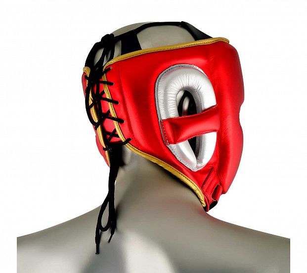 Шлем боксерский AdiStar Pro Metallic Headgear красно-серебристо-золотой фото 2