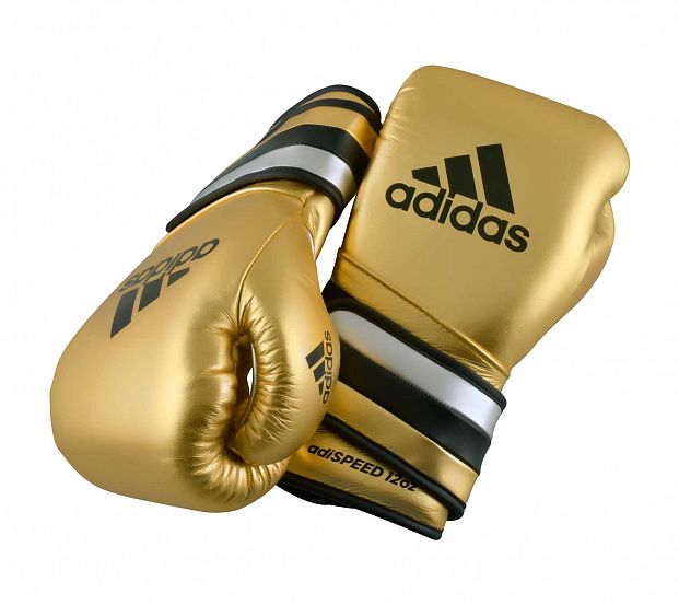 Перчатки боксерские AdiSpeed Metallic золото-серебристо-черные фото 10