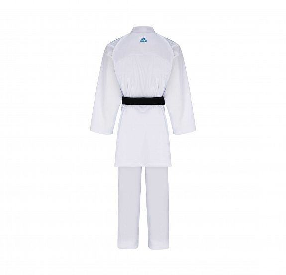 Кимоно для карате AdiLight Primegreen WKF белое с синими полосками фото 4