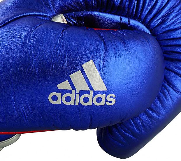 Перчатки боксерские AdiSpeed Metallic сине-красно-серебристые фото 12