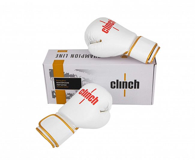 Перчатки боксерские Clinch Olimp Premium Champion Line бело-красные фото 10