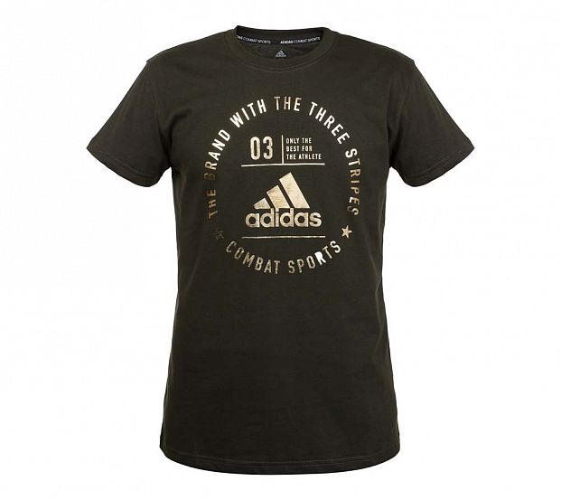 Футболка The Brand With The Three Stripes T-Shirt Combat Sports зелено-золотая фото 2