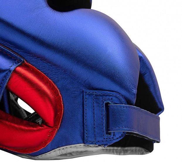 Шлем боксерский AdiStar Pro Metallic Headgear сине-красно-серебристый фото 7
