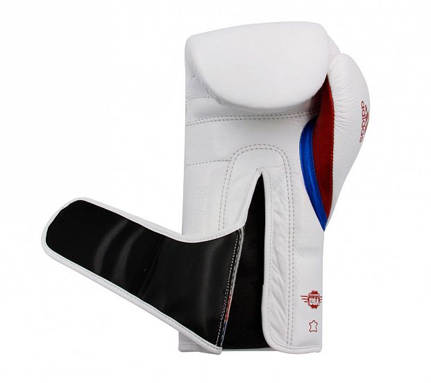 Перчатки боксерские AdiSpeed бело-сине-красные фото 6
