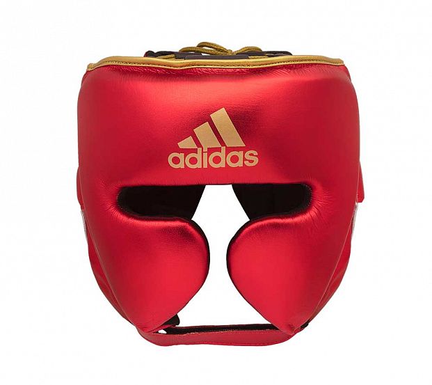 Шлем боксерский AdiStar Pro Metallic Headgear красно-серебристо-золотой фото 3