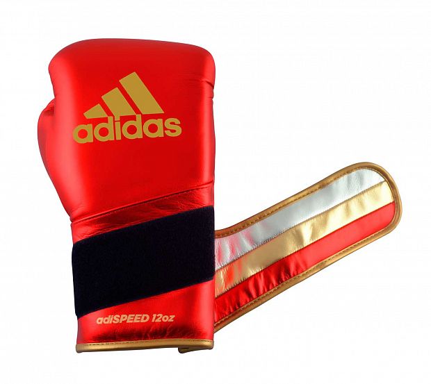 Перчатки боксерские AdiSpeed Metallic красно-золото-серебристые фото 10