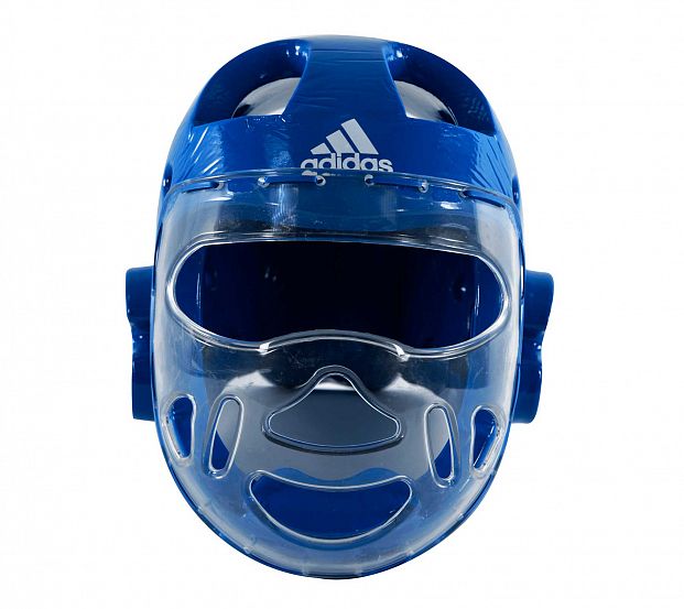 Шлем для тхэквондо с маской Head Guard Face Mask WT синий фото 3