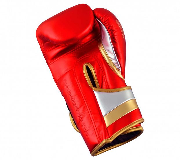 Перчатки боксерские AdiSpeed Metallic красно-золото-серебристые фото 14