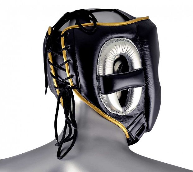 Шлем боксерский AdiStar Pro Metallic Headgear черно-серебристо-золотой фото 5