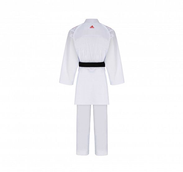 Кимоно для карате AdiLight Primegreen WKF белое с красными полосками фото 4