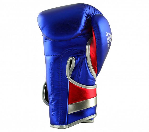 Перчатки боксерские AdiSpeed Metallic сине-красно-серебристые фото 4