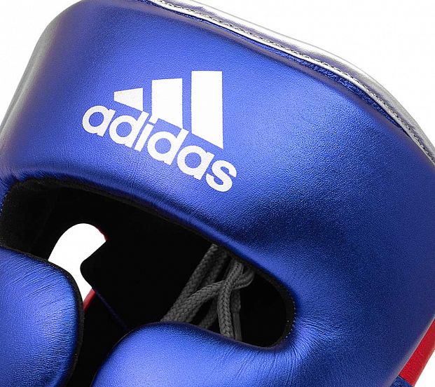 Шлем боксерский AdiStar Pro Metallic Headgear сине-красно-серебристый фото 5