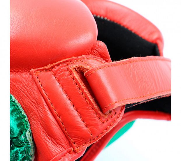Шлем боксерский AdiStar Pro Headgear красно-зеленый фото 8