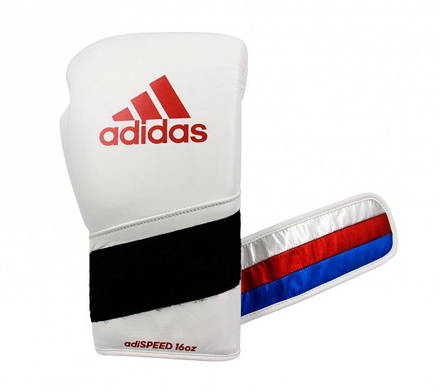 Перчатки боксерские AdiSpeed бело-сине-красные фото 17