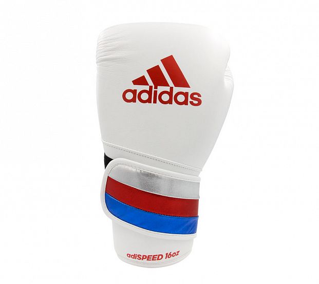 Перчатки боксерские AdiSpeed бело-сине-красные фото 2