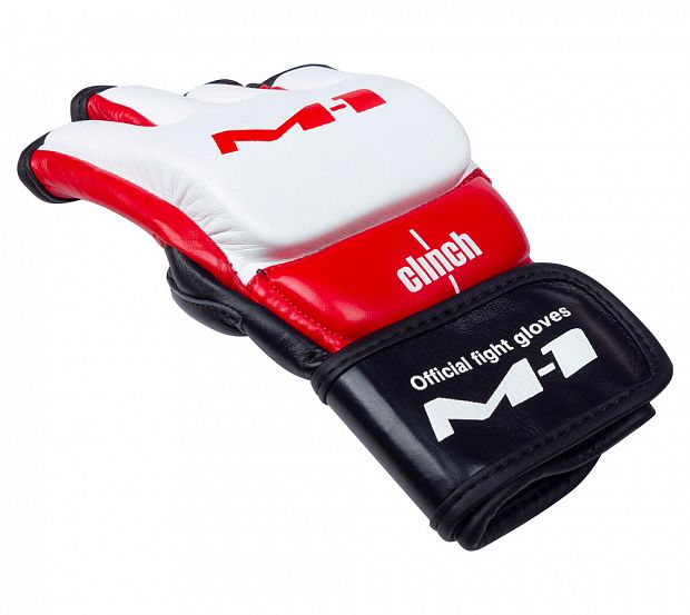 Перчатки для смешанных единоборств Clinch M1 Global Official Fight Gloves бело-красно-черные фото 2