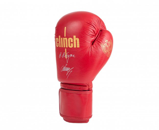 Перчатки боксерские Clinch Olimp Premium Александр Лебзяк красные фото 4