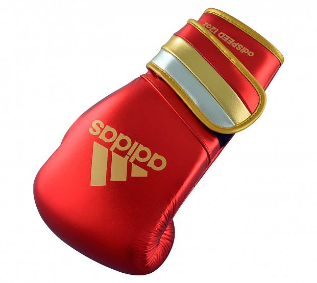 Перчатки боксерские AdiSpeed Metallic красно-золото-серебристые фото 13