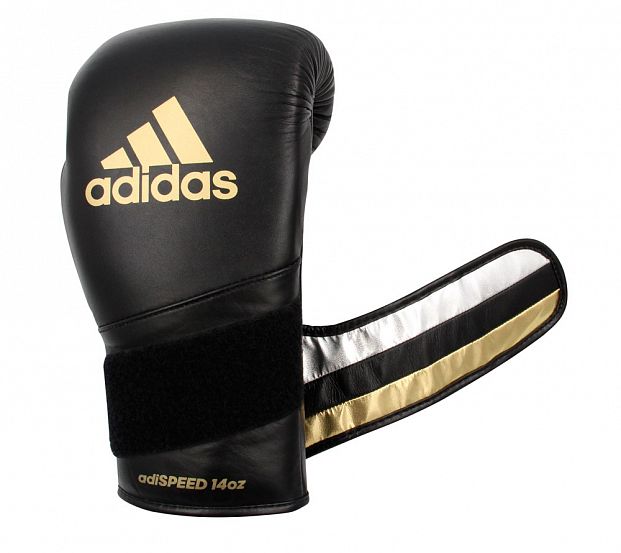 Перчатки боксерские AdiSpeed черно-золото-серебристые фото 10