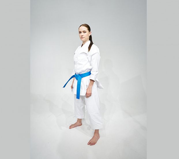 Кимоно для карате Shori Karate Uniform Kata WKF белое с черным логотипом фото 7