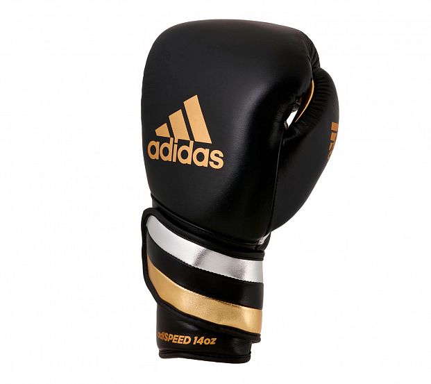 Перчатки боксерские AdiSpeed черно-золото-серебристые фото 4