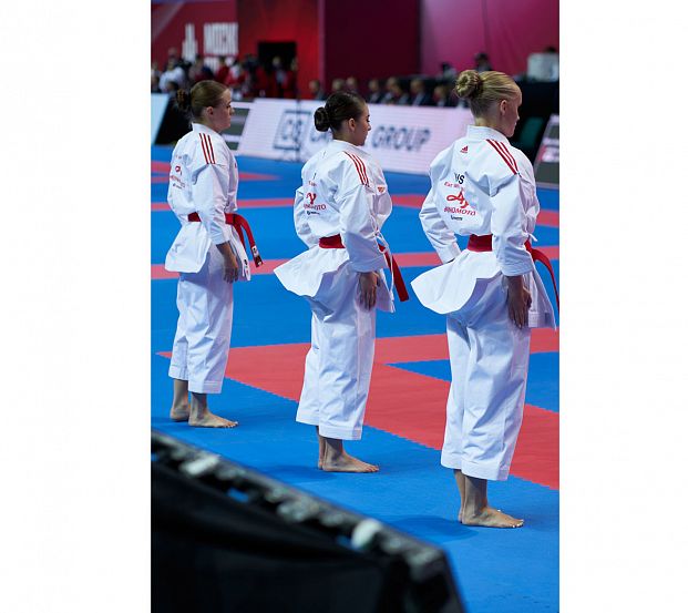 Кимоно для карате Shori Karate Uniform Kata WKF белое с черным логотипом фото 10