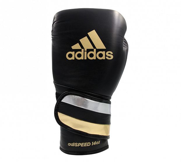 Перчатки боксерские AdiSpeed черно-золото-серебристые фото 2