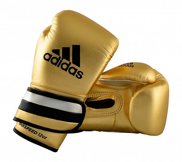 Перчатки боксерские AdiSpeed Metallic золото-серебристо-черные фото 9