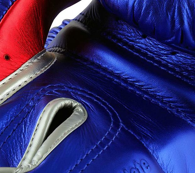 Перчатки боксерские AdiSpeed Metallic сине-красно-серебристые фото 13