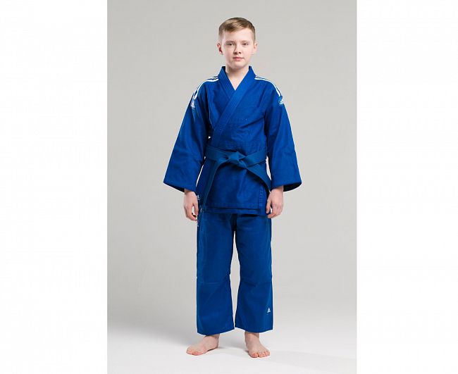Кимоно для дзюдо подростковое Club синее с белыми полосками фото 3