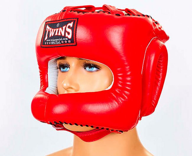 Шлем боксерский Twins Special с бампером красный фото 2