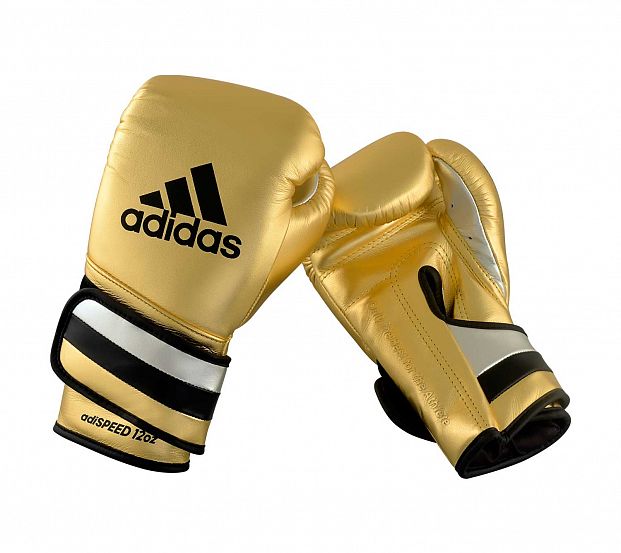 Перчатки боксерские AdiSpeed Metallic золото-серебристо-черные фото 8