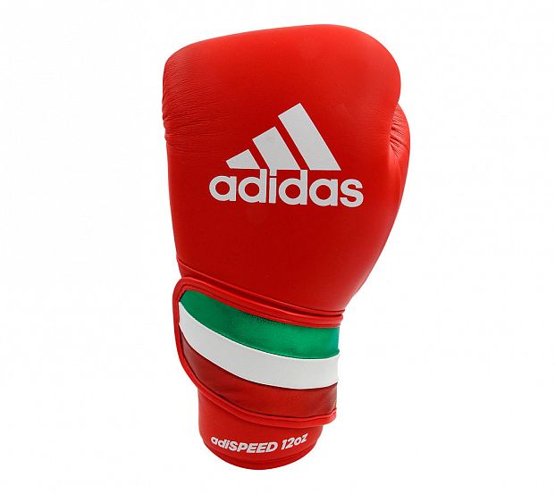 Перчатки боксерские AdiSpeed красно-бело-зеленые фото 2