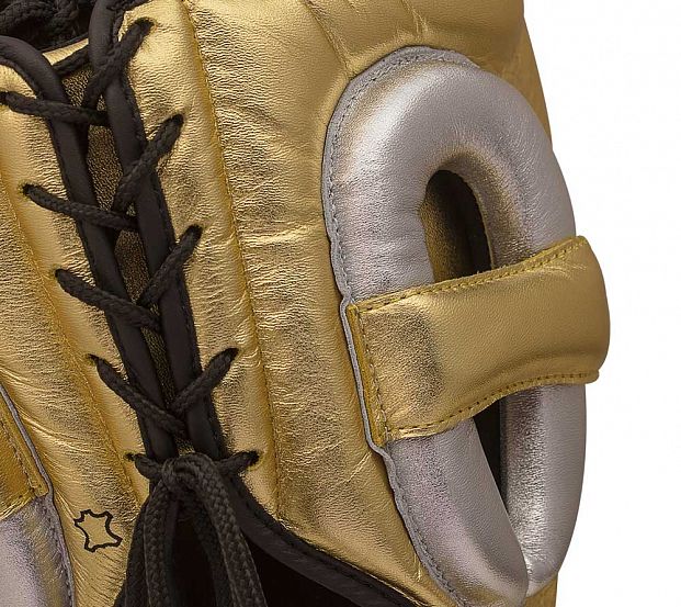 Шлем боксерский AdiStar Pro Metallic Headgear золото-серебристо-черный фото 10